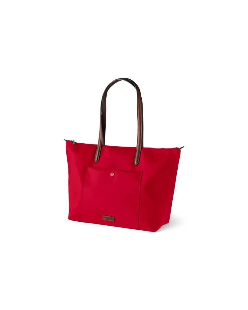 Lands' End Wasserabweisende, verstaubare Shoppertasche, Damen, Größe:null regular, Rot, Nylon/Leder, by Rot
