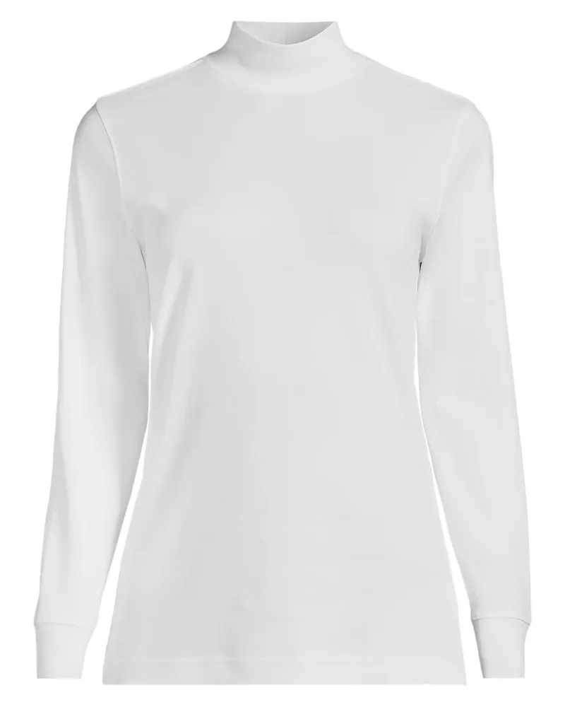 Lands' End Stehkragen-Shirt, Damen, Größe plus, Weiß, Baumwolle, by Weiß