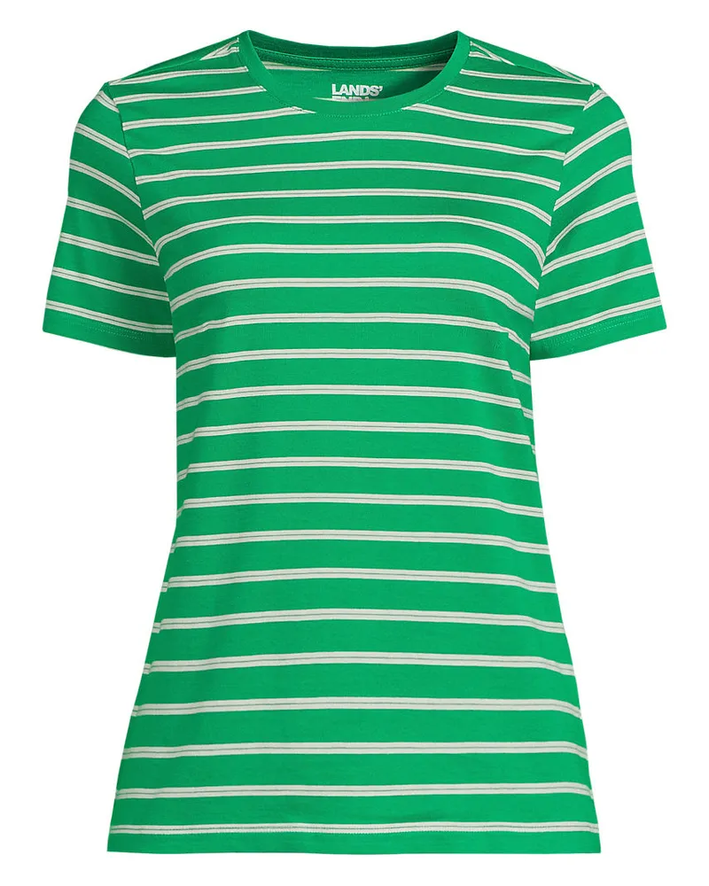 Lands' End Supima Kurzarm-Shirt mit rundem Ausschnitt, Damen, GrÃ¶ÃŸe regular, GrÃ¼n, Baumwolle, by Grã¼n