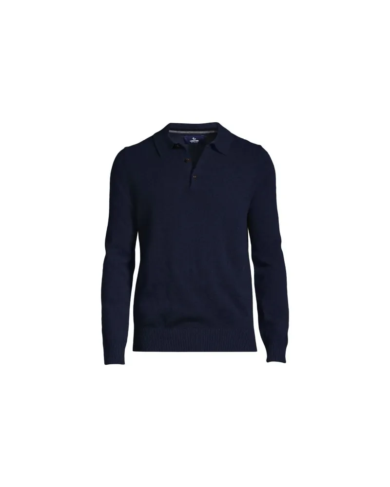 Lands' End Kaschmirpullover mit Polokragen, Herren, Größe regular, Blau, Kaschmir, by Blau