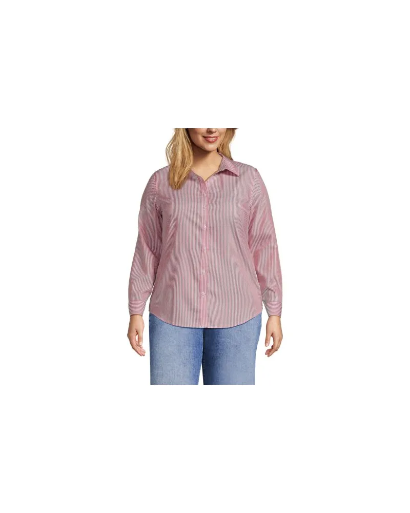 Lands' End Bügelfreie Baumwoll-Bluse, Damen, Größe plus, Rot, Baumwolle, by Rot