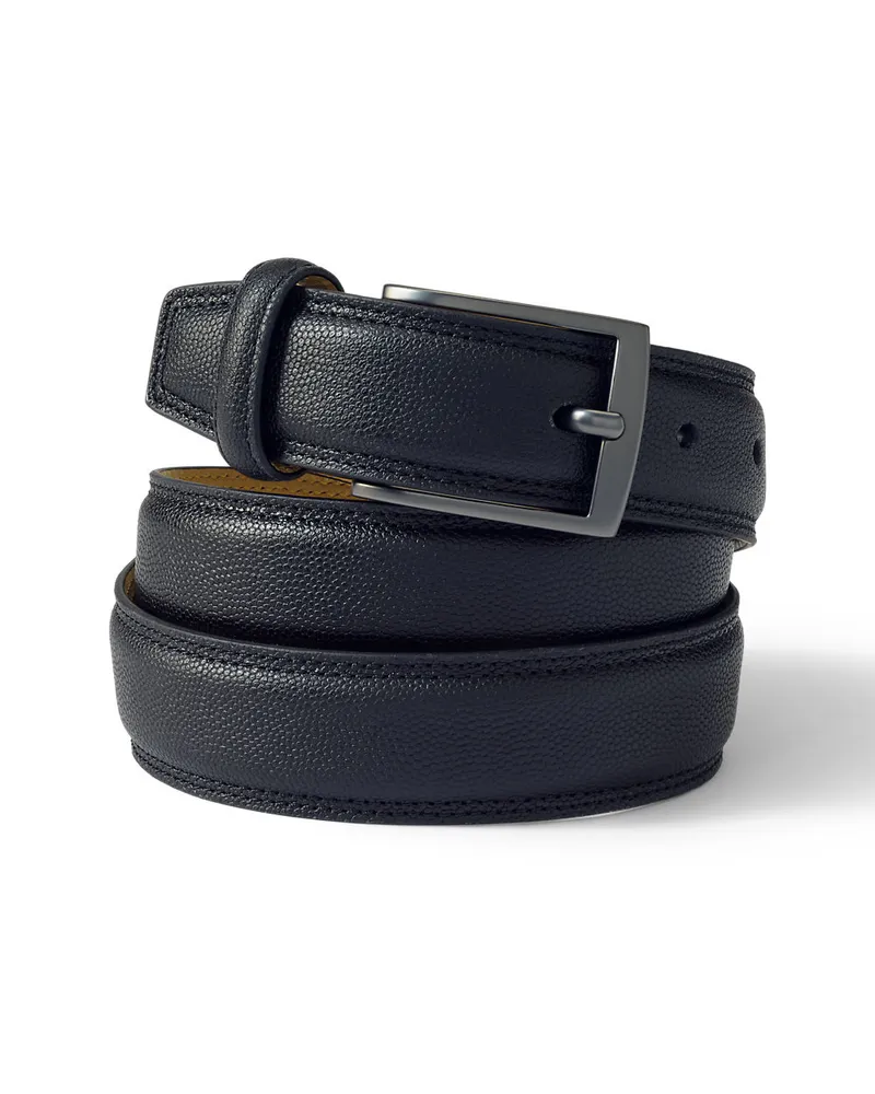Lands' End Klassischer Gürtel aus Handschuh-Leder, Herren, Größe regular, Schwarz, Leder/Messing, by Schwarz