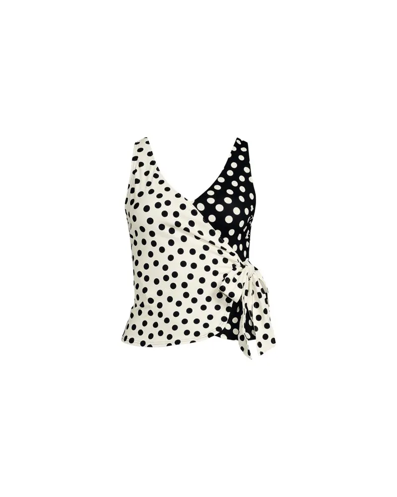 Lands' End Tankini-Top mit seitlichem Bindeband, Damen, Größe plus, Schwarz, Elasthan/Polyester-Mischung/Nylon-Mischung, by Schwarz