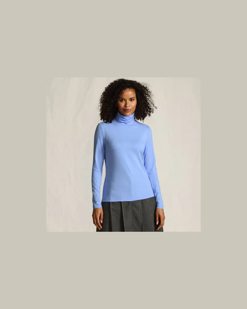 Lands' End Rollkragenshirt aus Baumwoll/Modalmix, Damen, Größe:40-42 petite, Blau, Baumwolle/Elasthan/Baumwolle Modal, by Blau