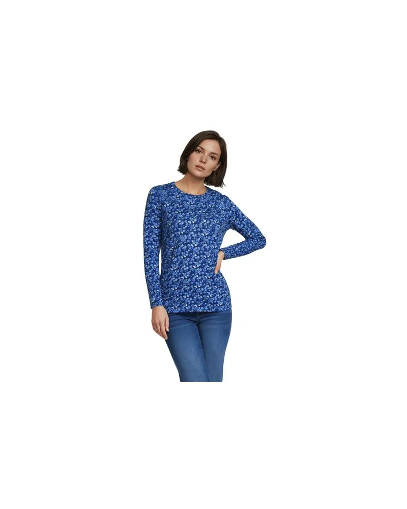 Lands' End Supima-Shirt, Langarm, Damen, Größe:44-46 petite, Blau, Baumwolle, by Blau