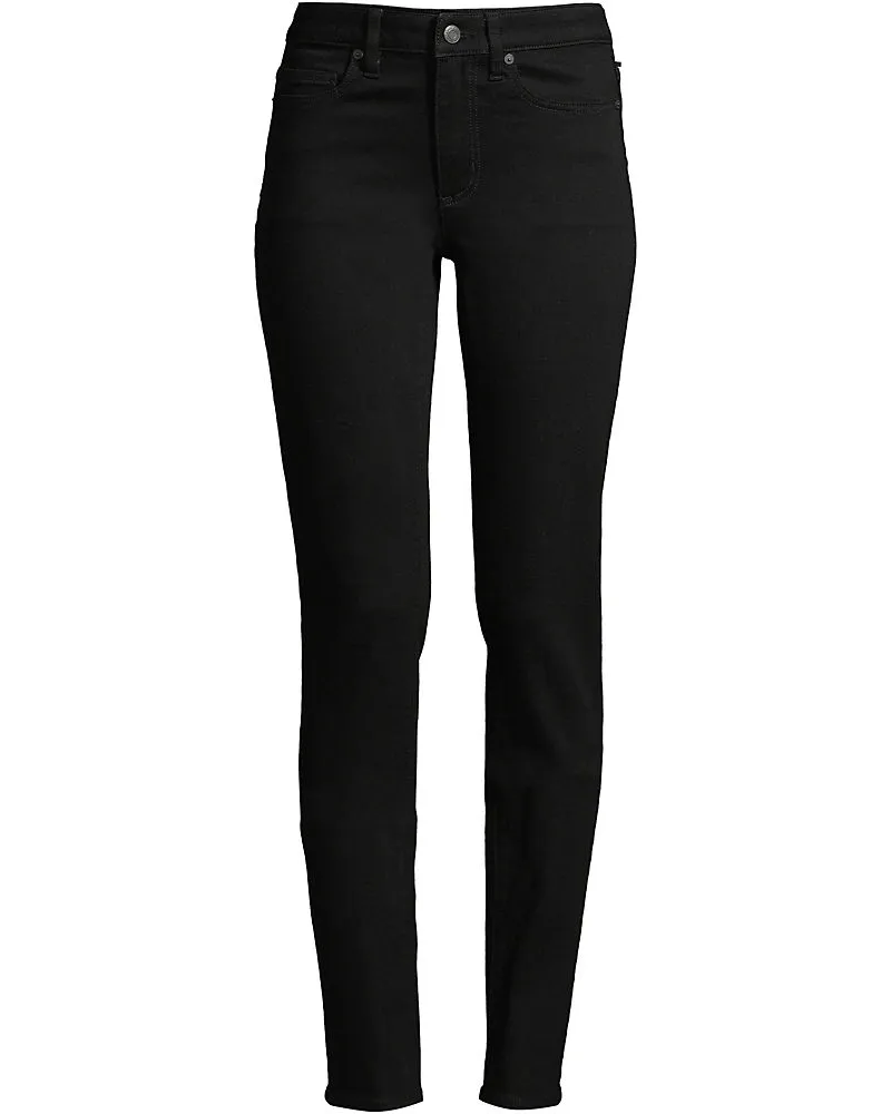 Lands' End Straight Fit Recycled Denim Jeans Mid Waist, Damen, Größe plus, Schwarz, Elasthan/Baumwoll-Mischung/Polyester-Mischung, by Schwarz