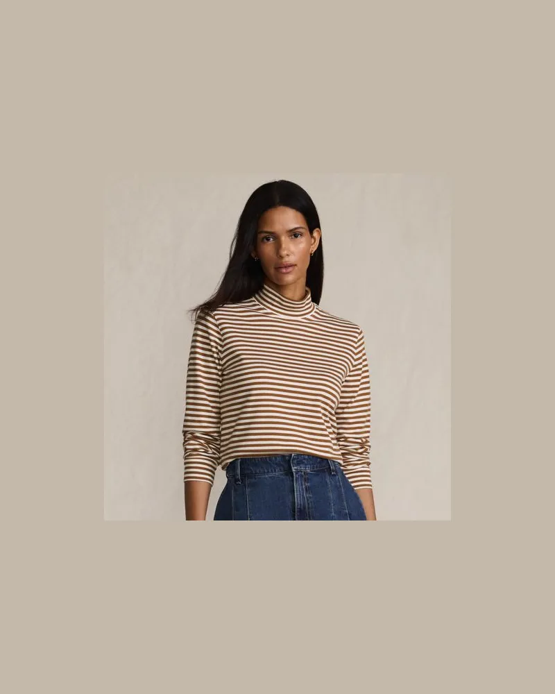 Lands' End Baumwoll-Stehkragenshirt, Damen, Größe regular, Braun, Baumwolle, by Braun