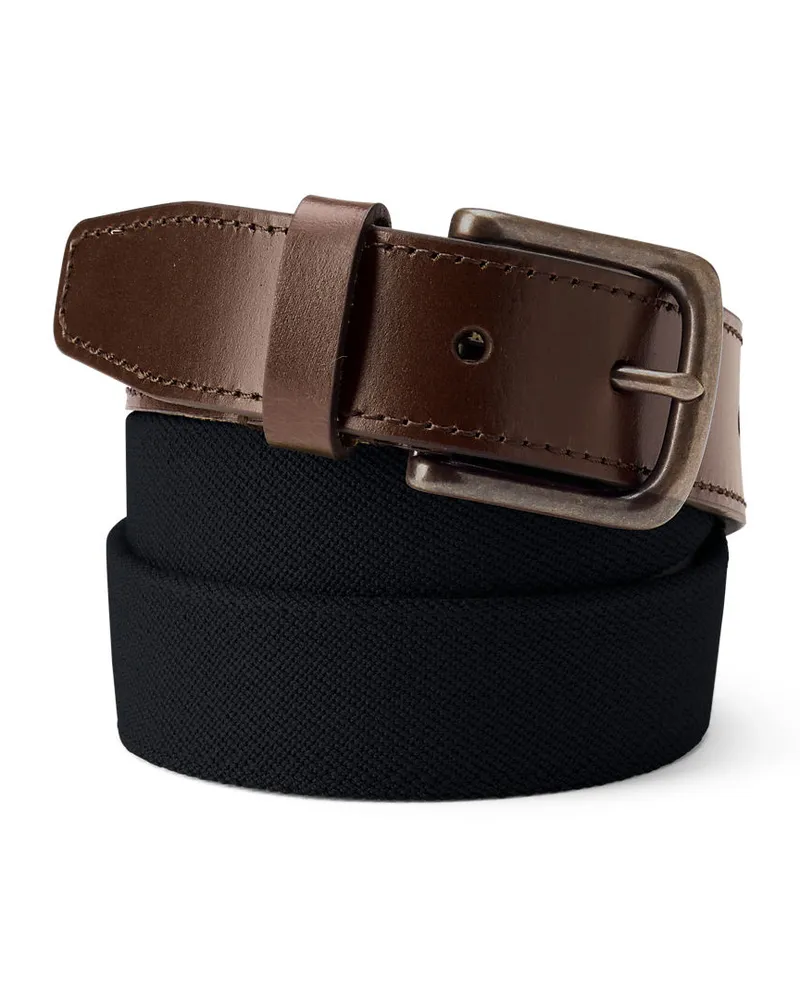 Lands' End Stretch-Gürtel, Herren, Größe regular, Schwarz, Gummi/Polyester-Mischung, by Schwarz