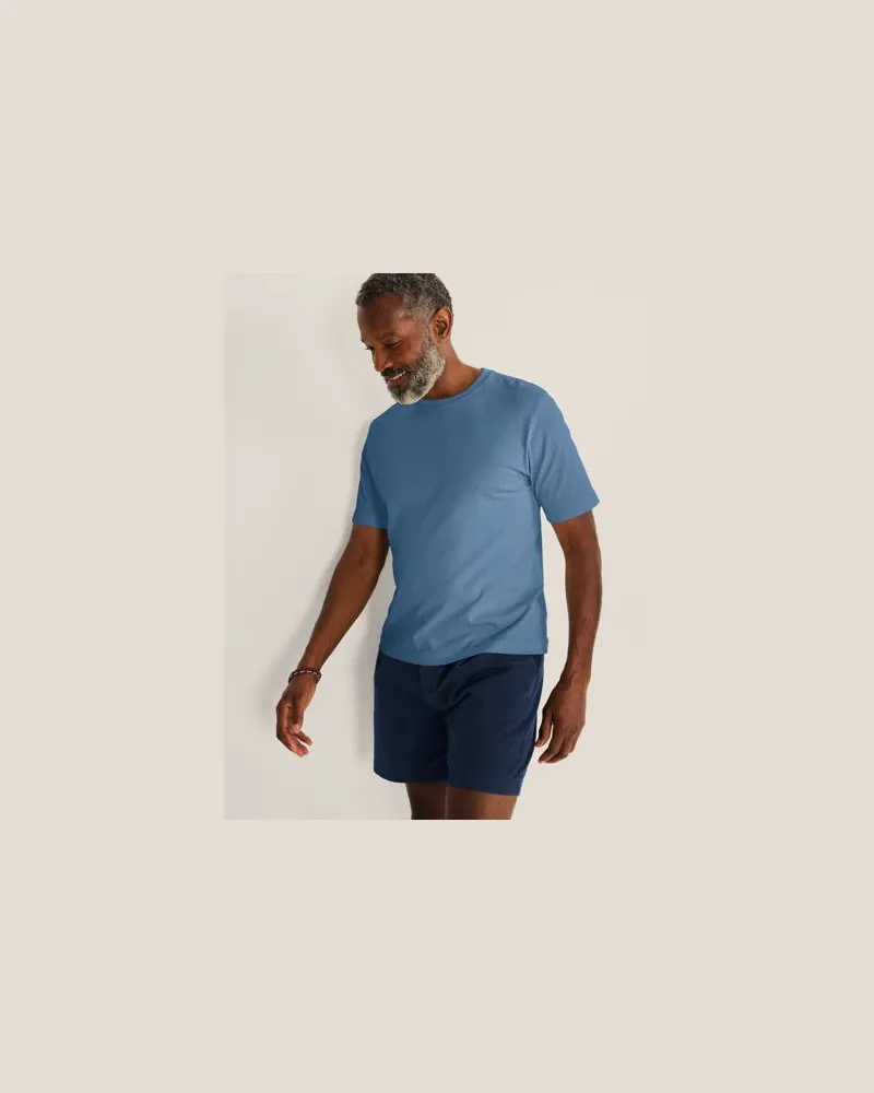 Lands' End Super-T Kurzarm-Shirt, Classic Fit, Herren, Größe:52-54 tall, Blau, Baumwolle, by Blau