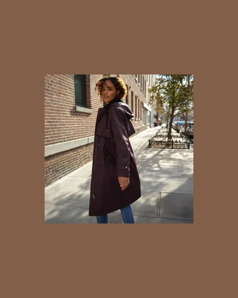 Lands' End Langer, gewachster Mantel mit Kapuze, Damen, Größe:32-34 petite, Lila, Baumwolle/Polyester, by Lila