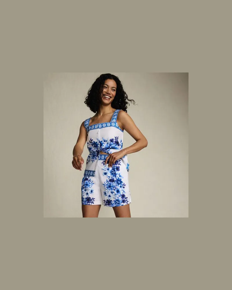 Lands' End Bundfalten-Shorts aus Baumwoll-Popeline, Damen, Größe:40-42 regular, Blau, Baumwolle, by Blau