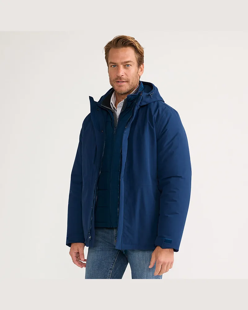 Lands' End Isolierte, wasserdichte 3-in-1-Jacke Squall, Herren, Größe regular, Blau, Polyester/Nylon, by Blau
