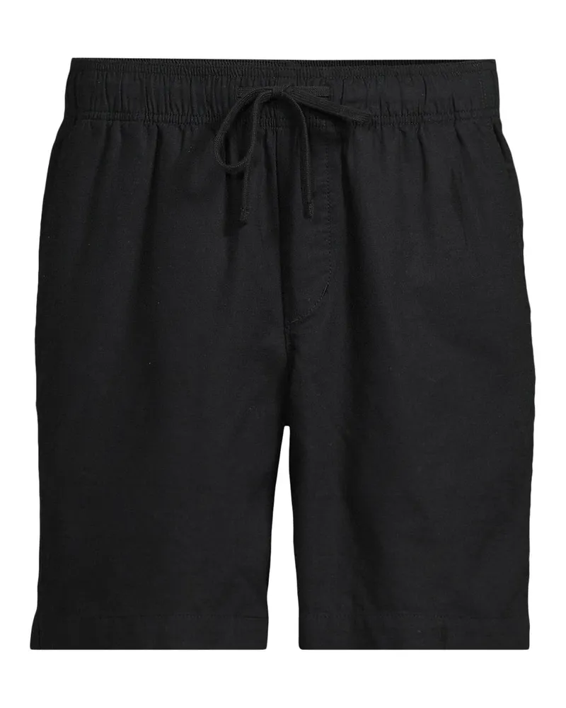 Lands' End Soft Ease Shorts mit Dehnbund aus Leinenmix, 18 cm, Herren, Größe regular, Schwarz, Leinen/Baumwoll-Mischung, by Schwarz