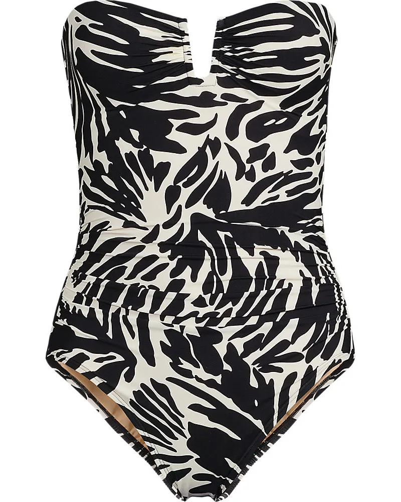Lands' End Bandeau-Badeanzug Slender, Damen, Größe plus, Schwarz, by Schwarz