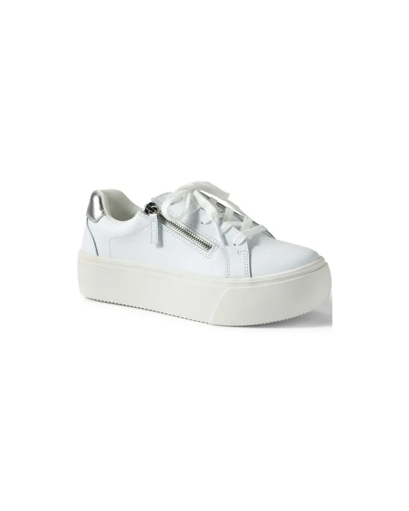 Lands' End Plateau-Sneaker mit Reißverschluss, Damen, Größe regular, Weiß, Leder, by Weiß