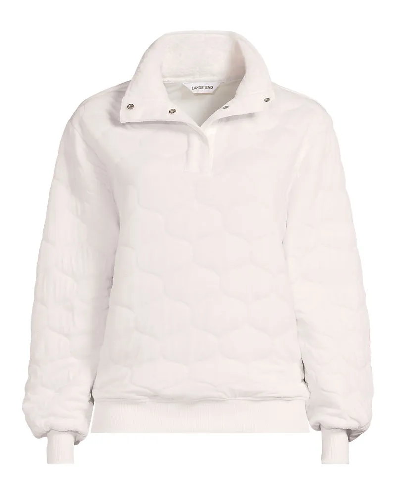 Lands' End Sweatshirt mit Steppung, Damen, Größe plus, Weiß, Polyester/Viskose, by Weiß