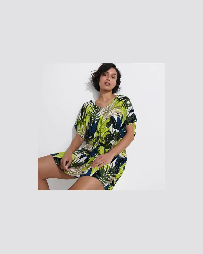 Lands' End Kaftan-Strandkleid aus strukturiertem Modal, Damen, Größe:44-46 regular, Grün, Kunstseide, by Grün