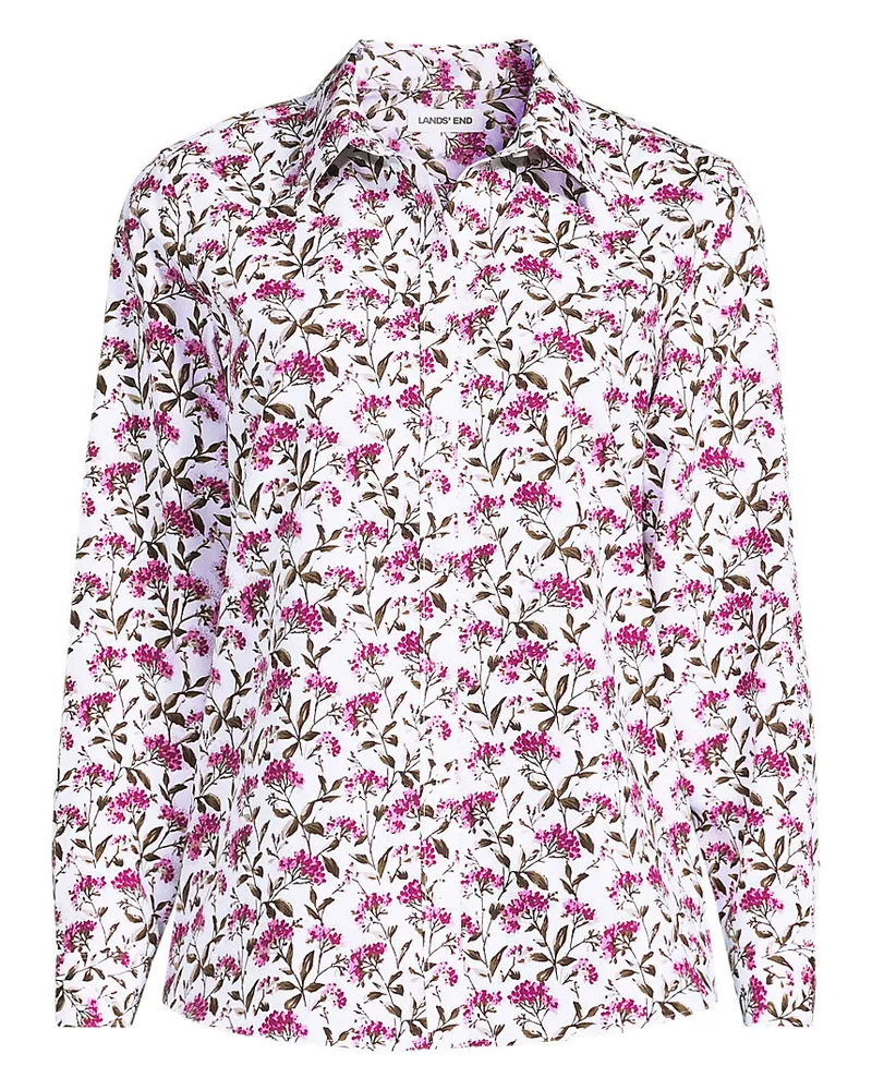 Lands' End Bügelfreie Baumwoll-Bluse, Damen, Größe plus, Weiß, Baumwolle, by Weiß