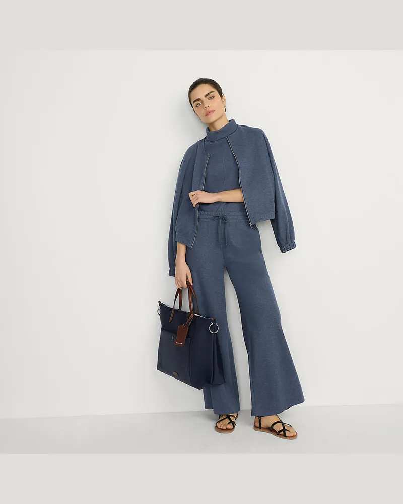Lands' End Softe Jerseyhose mit weitem Bein, Damen, Größe regular, Blau, Baumwolle/Polyester/Baumwoll-Mischung, by Blau
