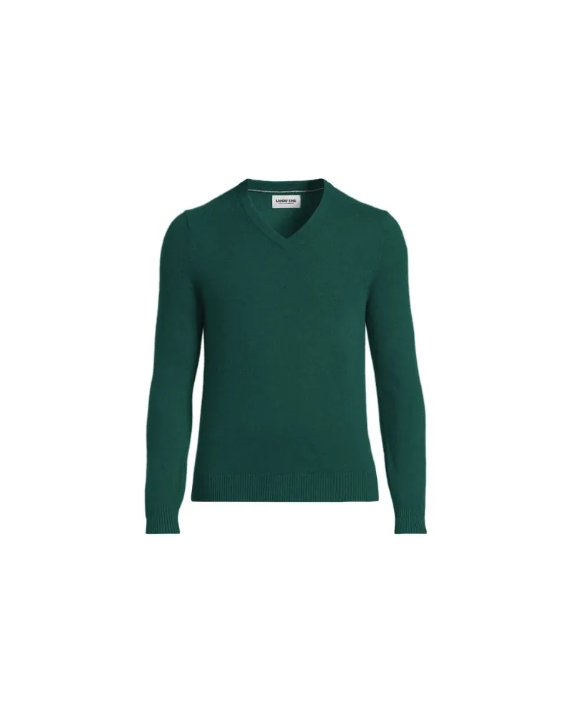 Lands' End Kaschmirpullover mit V-Ausschnitt, Herren, Größe regular, Grün, Kaschmir, by Grün