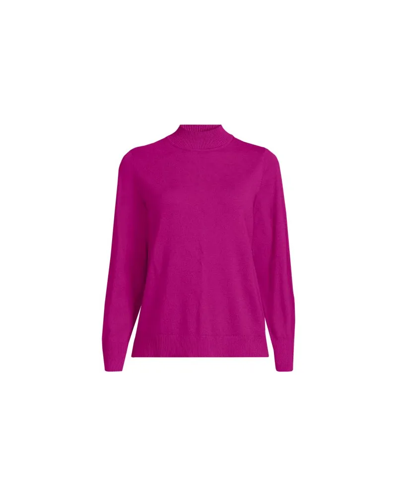 Lands' End Stehkragenpullover mit Ärmelknöpfen, Damen, Größe:40-42 petite, Pink, by Pink
