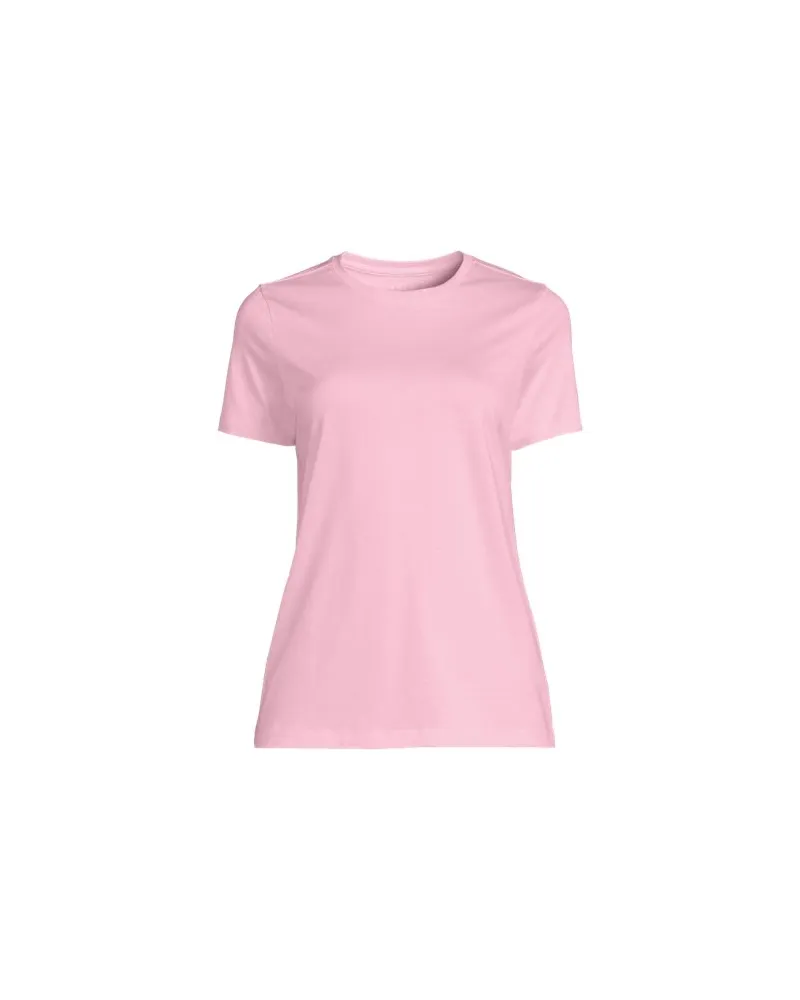 Lands' End Supima Kurzarm-Shirt mit rundem Ausschnitt, Damen, Größe plus, Pink, Baumwolle, by Pink