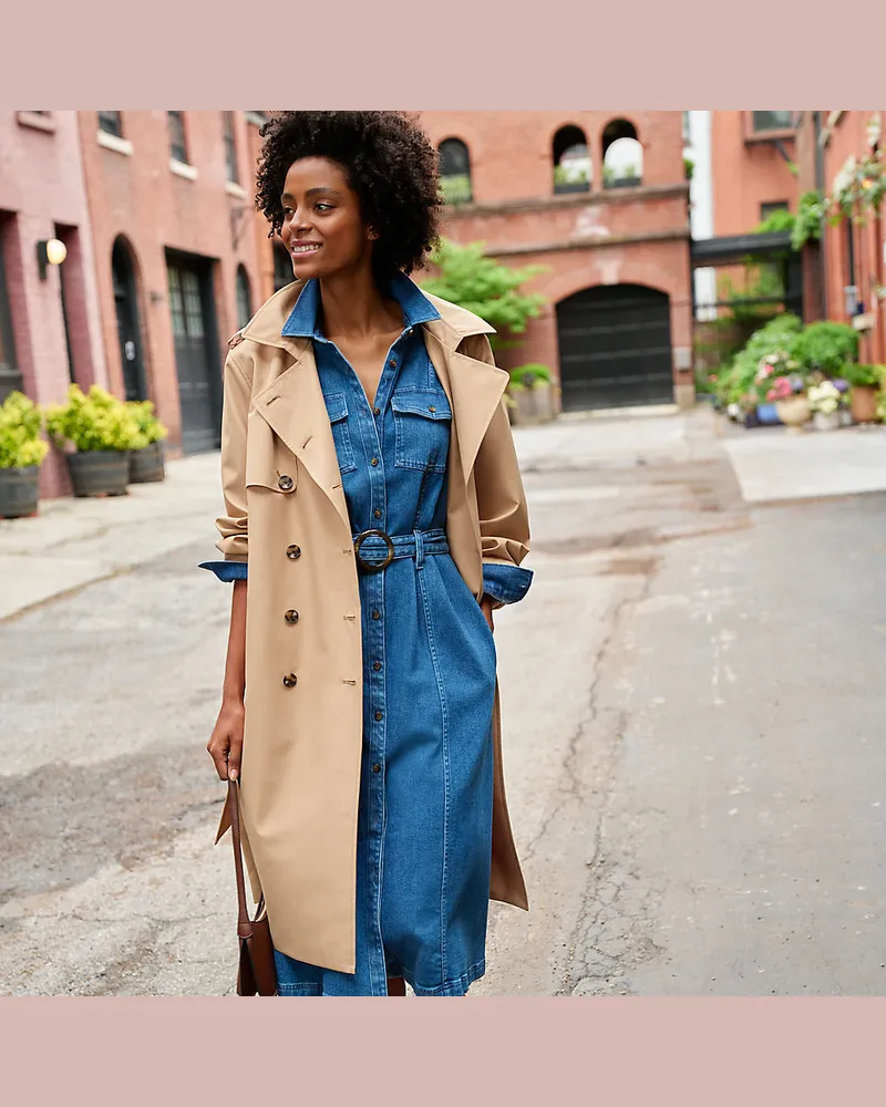 Lands' End Wasserabweisender Trenchcoat, Damen, Größe plus, Braun, Polyester, by Braun