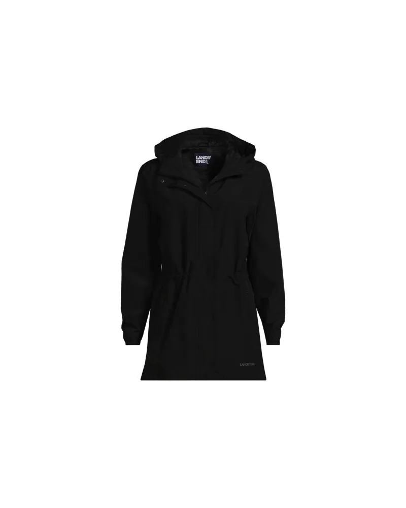 Lands' End Wasserdichte Regenjacke mit Packfach, Damen, Größe plus, Schwarz, Polyester, by Schwarz