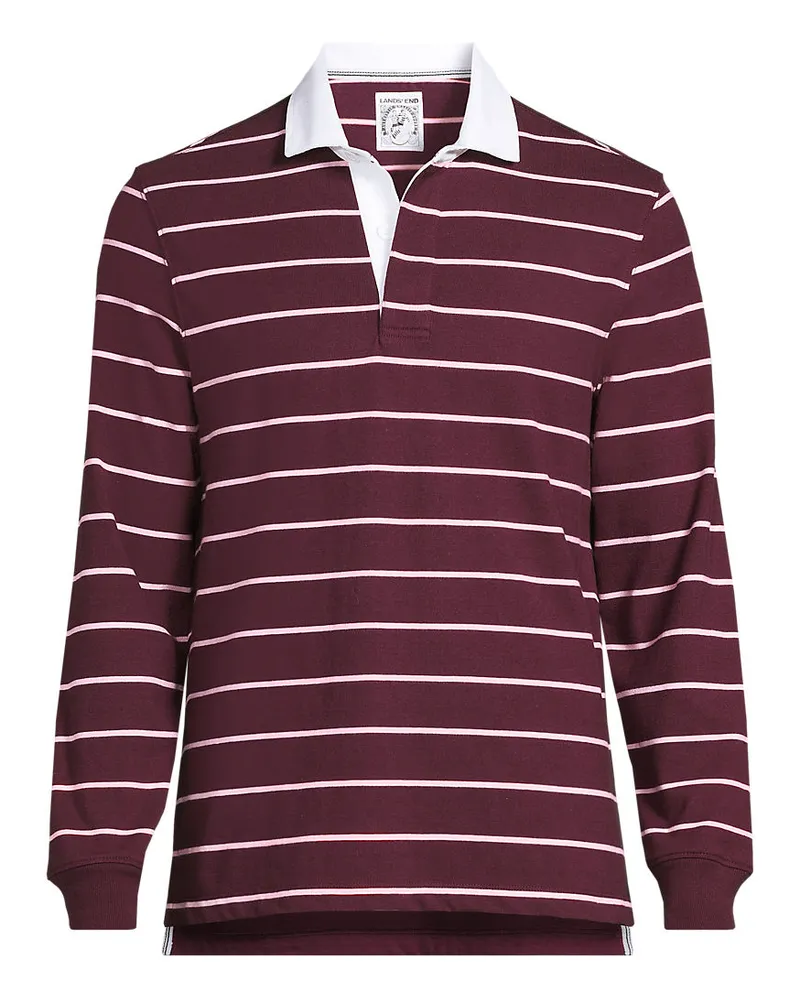 Lands' End Rugbyshirt, Classic Fit, Herren, Größe regular, Rot, Baumwolle, by Rot