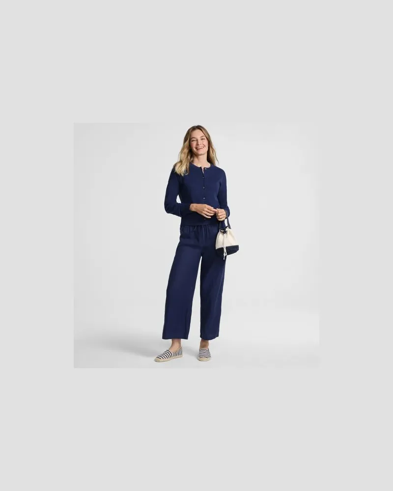 Lands' End Premium Reinleinen-Schlupfhose in 7/8-Länge, Damen, Größe petite, Blau, Leinen, by Blau