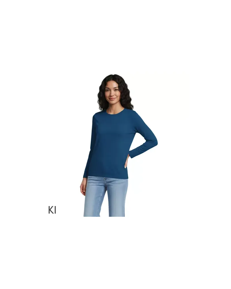 Lands' End Supima-Shirt, Langarm, Damen, Größe petite, Blau, Baumwolle, by Blau
