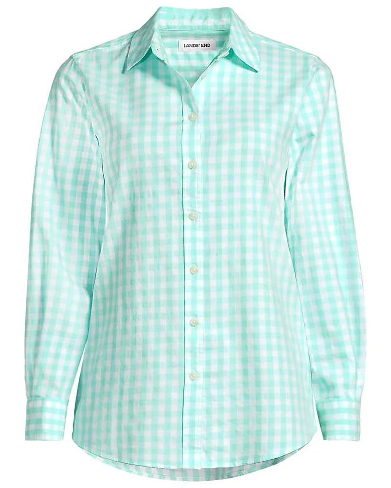 Lands' End Lange leichte Flanellbluse, Damen, Größe regular, Blau, by Blau