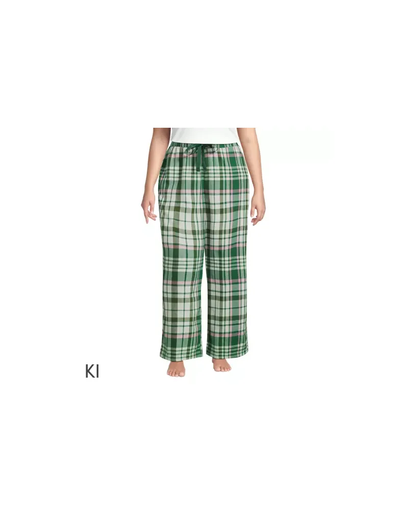 Lands' End Pyjamahose aus reinem Baumwoll-Flanell, Damen, Größe plus, Grün, Baumwolle, by Grün