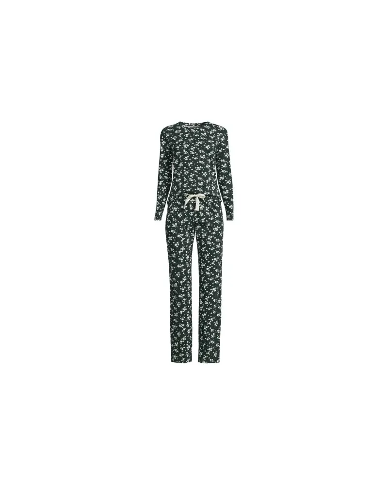Lands' End Gemustertes Jersey Pyjama-Set, Damen, Größe:40-42 regular, Grün, Elasthan/Baumwoll-Mischung, by Grün