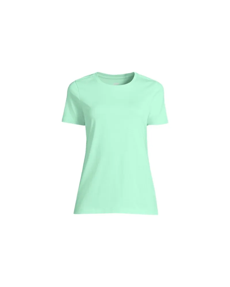 Lands' End Supima Kurzarm-Shirt mit rundem Ausschnitt, Damen, Größe:40-42 petite, Grün, Baumwolle, by Grün