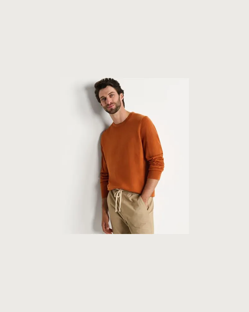 Lands' End Merino-Pullover mit Rundhalsausschnitt, Herren, Größe:44-46 regular, Orange, by Orange
