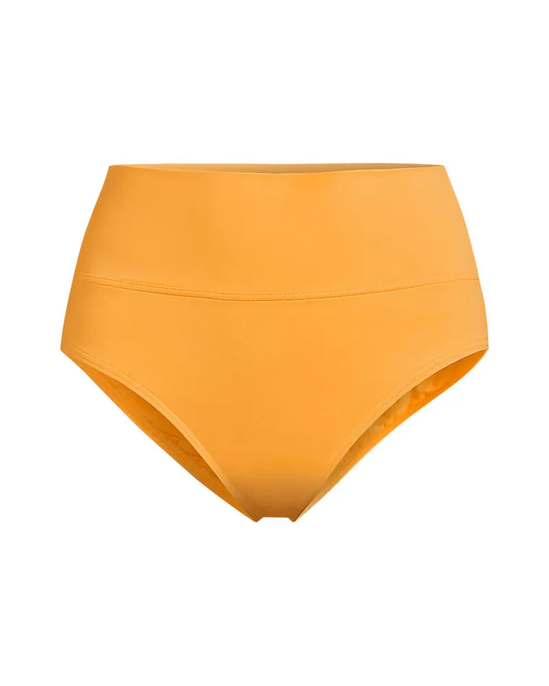 Lands' End Bikinihose zum Umschlagen, High Waist, Damen, Größe regular, Orange, Nylon-Mischung, by Orange