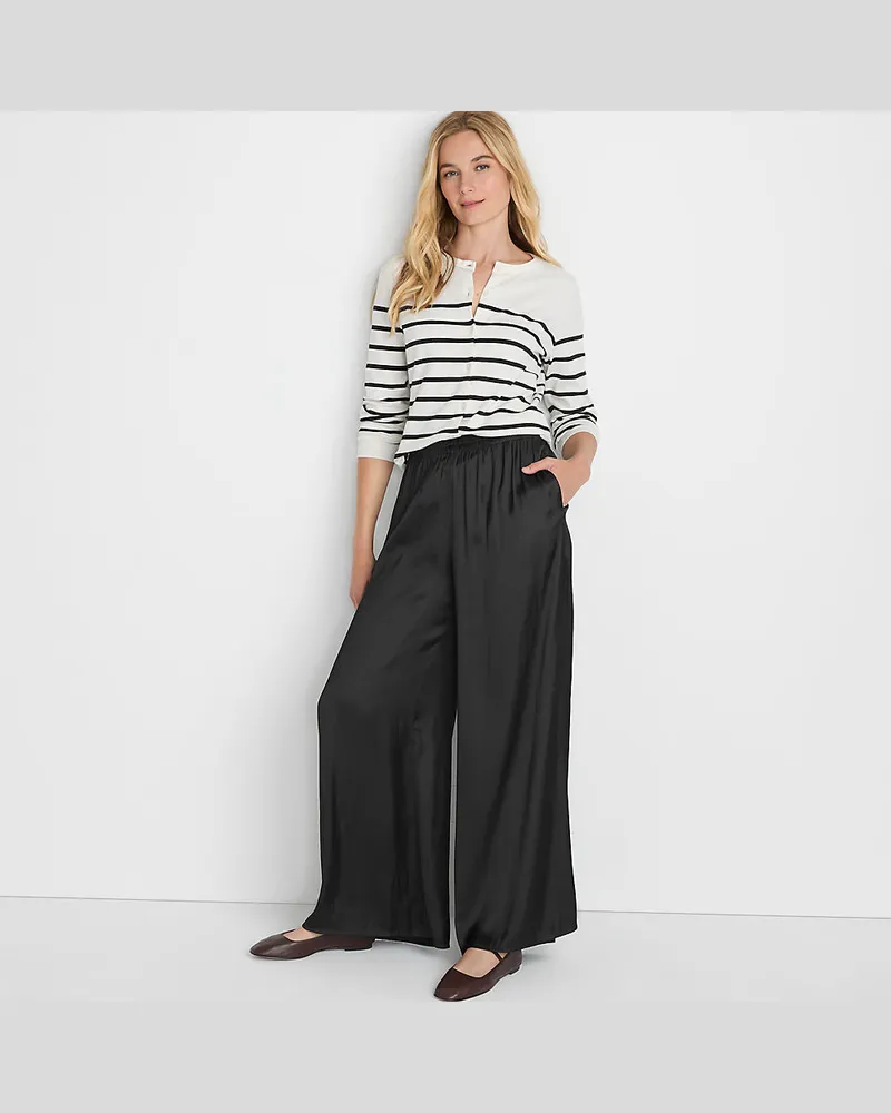 Lands' End Fließende Palazzo-Hose, Damen, Größe regular, Schwarz, Polyester, by Schwarz
