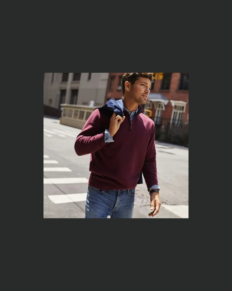 Lands' End Zipper-Pullover aus Bedford-Ripp, Herren, Größe:48-50 tall, Rot, Baumwolle, by Rot