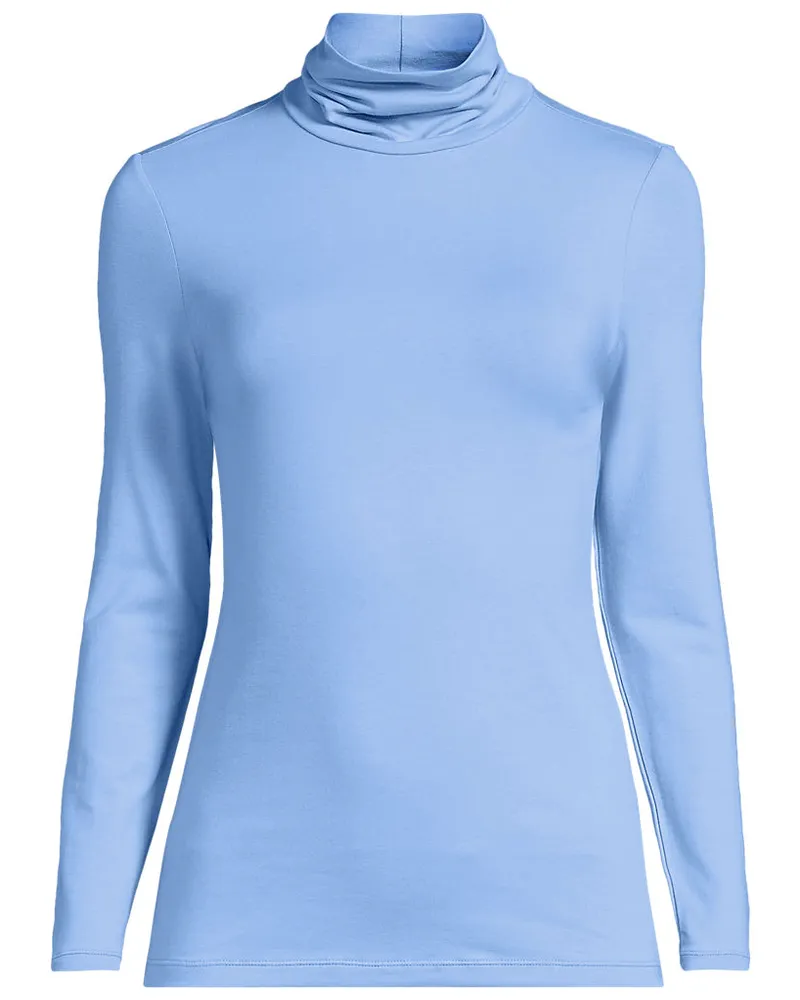 Lands' End Rollkragenshirt aus Baumwoll/Modalmix, Damen, Größe plus, Blau, Baumwolle/Elasthan/Baumwolle Modal, by Blau