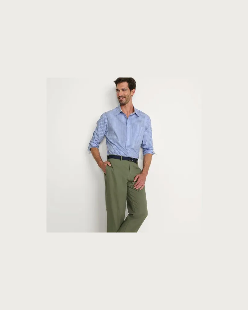 Lands' End Gestreiftes Hemd, Herren, Größe:52-54 regular, Blau, Baumwolle/Polyester-Mischung, by Blau