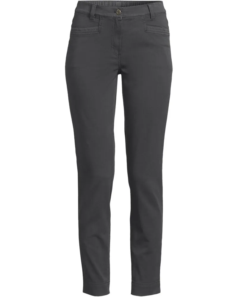 Lands' End Slim Fit 7/8-Chinos Mid Waist, Damen, Größe regular, Schwarz, Baumwolle/Lyocell (Viskose)/Baumwoll-Mischung, by Schwarz