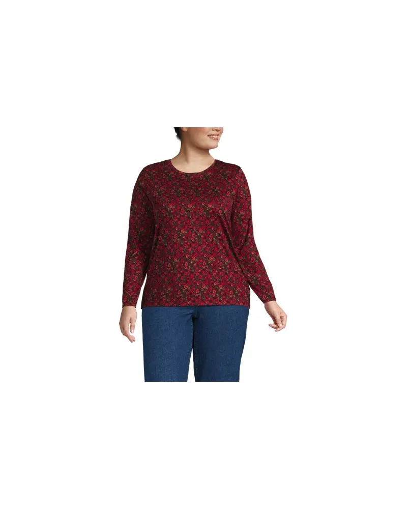 Lands' End Supima-Shirt, Langarm, Damen, Größe plus, Rot, Baumwolle, by Rot