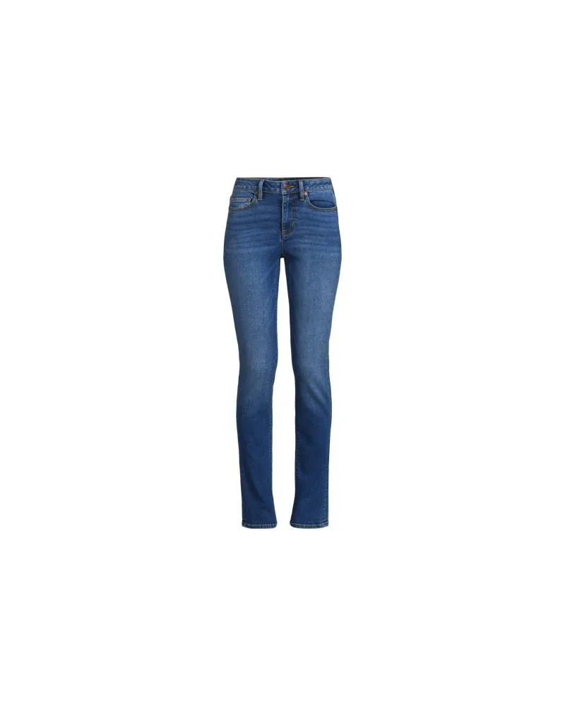 Lands' End Straight Fit Recover Jeans Mid Waist, Damen, Größe plus, Blau, Elasthan/Baumwoll-Mischung/Polyester-Mischung, by Blau