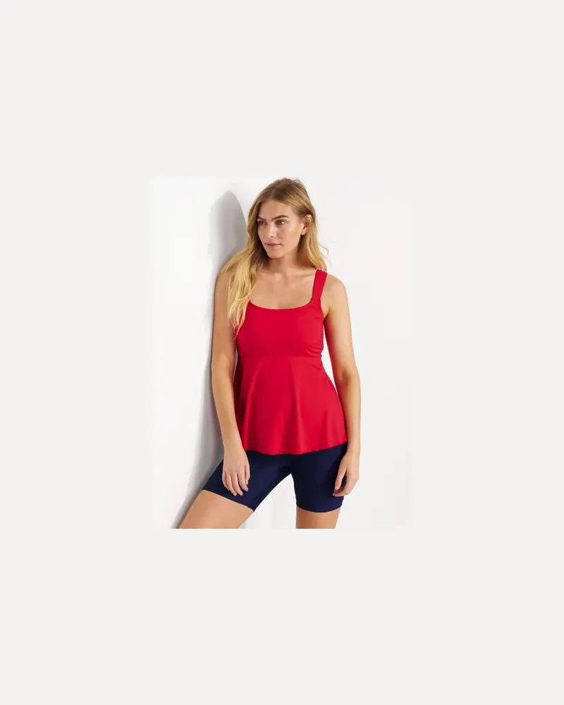 Lands' End Ausgestelltes Tankinitop mit U-Ausschnitt, Damen, Größe regular, Rot, Elasthan/Polyester-Mischung/Nylon-Mischung, by Rot