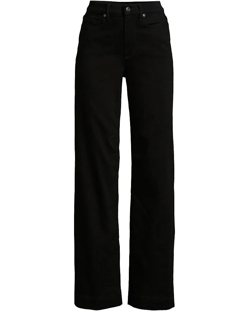 Lands' End Jeans High Waist mit weitem Bein Farbig, Damen, Größe plus, Schwarz, Baumwoll-Mischung/Polyester-Mischung, by Schwarz