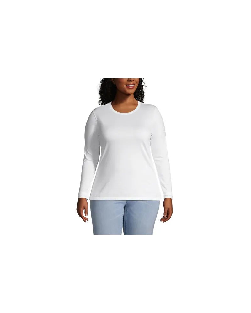 Lands' End Supima-Shirt, Langarm, Damen, Größe plus, Weiß, Baumwolle, by Weiß