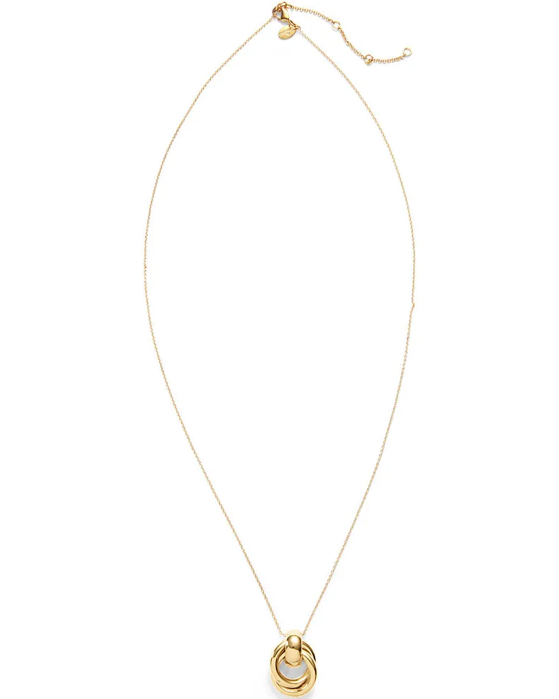 Lands' End Wasserfeste Halskette mit langem Knotenanhänger, Damen, Größe:null regular, Gelb, Messing, by Gelb