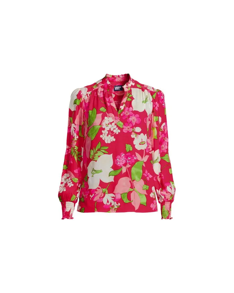 Lands' End Bluse mit Tunika-Ausschnitt, Damen, Größe plus, Pink, Viskose, by Pink