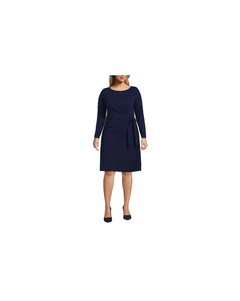 Lands' End Baumwolle/Modal-Kleid mit Zierschleife, Damen, Größe plus, Blau, Baumwolle Modal, by Blau